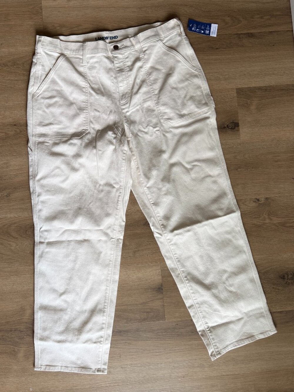 NWT Lands' End Women's High Rise Utility Chino Pants White Size 18